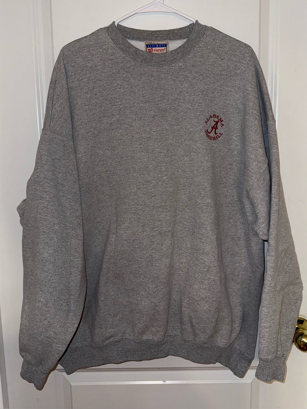 Vintage Alabama Baseball Gray Crewneck Sweatshirt - Hanes Embroidered Size 2X